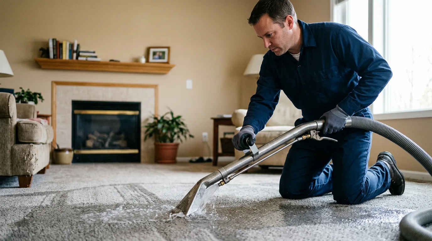 Water damage restoration technician working near Mapleton, ME